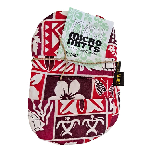 Maui Micro Mitt – MM-1 – Red Hawaiian Print Mini Oven Mitt