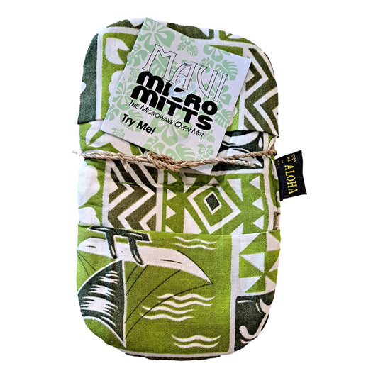 Maui Micro Mitt – MM-4 – Green Hawaiian Print Mini Oven Mitt