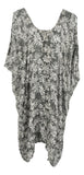 Makena Poncho - MP-2510- Black and Whiter Tropical Leaves Cover Up