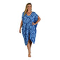 Makena Poncho - MP-4015 - Dark Blue and Light Blue Hibiscus Cover Up