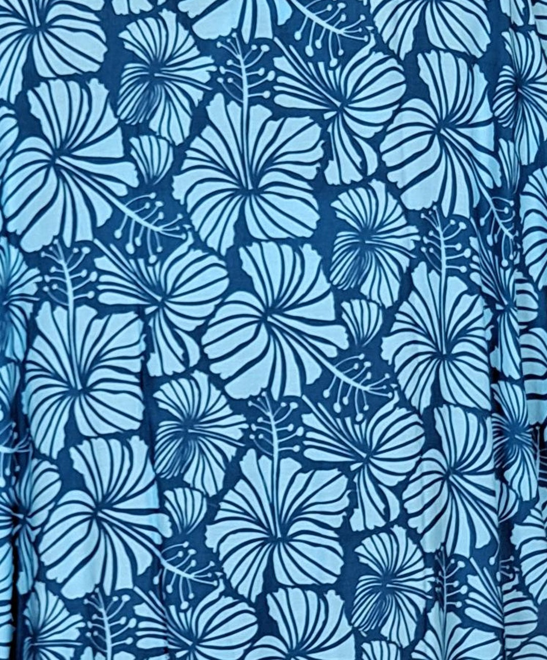 Makena Poncho - MP-4015 - Dark Blue and Light Blue Hibiscus Cover Up