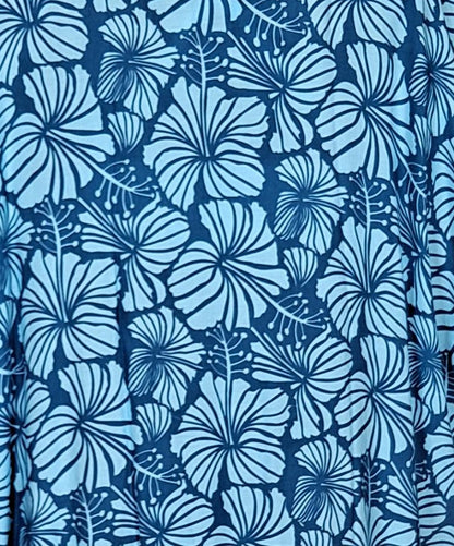 Makena Poncho - MP-4015 - Dark Blue and Light Blue Hibiscus Cover Up