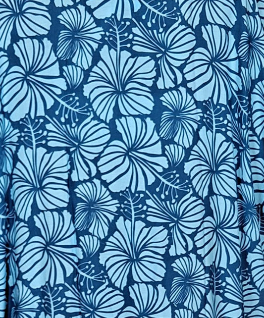 Makena Poncho - MP-4015 - Dark Blue and Light Blue Hibiscus Cover Up