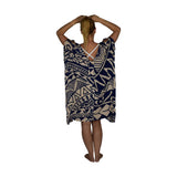 Makena Poncho - MP-4520 - Black and Beige Tribal Tropical Cover Up ***Pre-order Winter 2025/2026