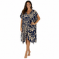 Makena Poncho - MP-4520 - Black and Beige Tribal Tropical Cover Up