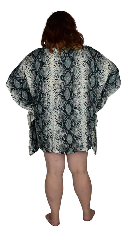 Poncho Cover Up P-3530 - Animal Print Snake Skin, Rayon, One Size to XXL