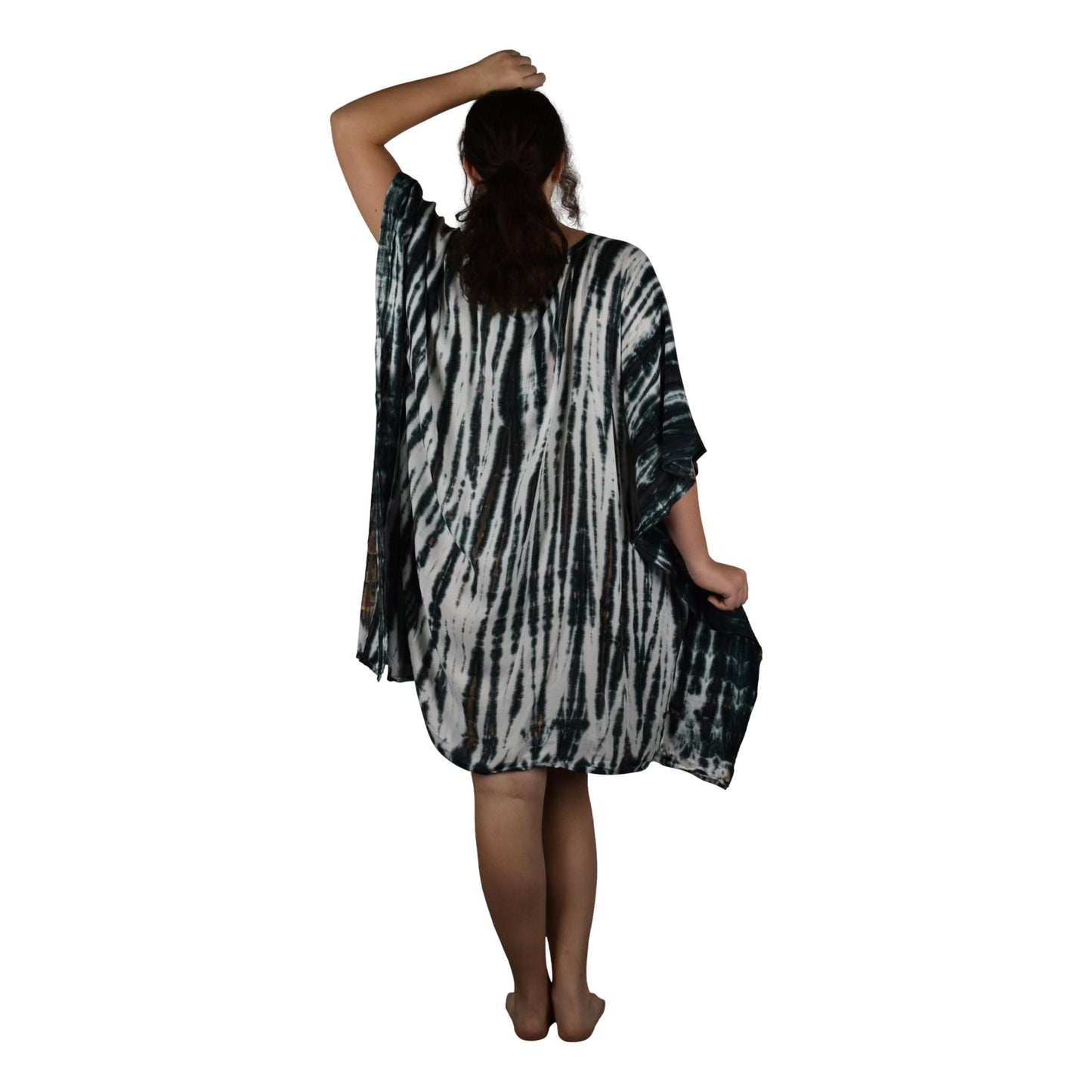 Kihei Poncho - P-919 – Taupe Tie Dye Print Resort Cover Up