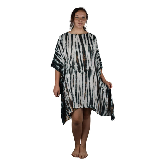Kihei Poncho - P-919 – Taupe Tie Dye Print Resort Cover Up