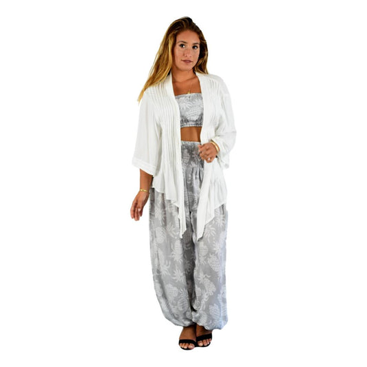 Paia Jacket – PAJ-08 - White Chiffon Rayon Lightweight Resort Jacket