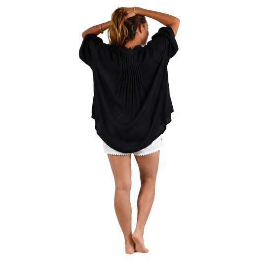 Paia Jacket – PAJ-10 - Black Chiffon Rayon Lightweight Resort Jacket