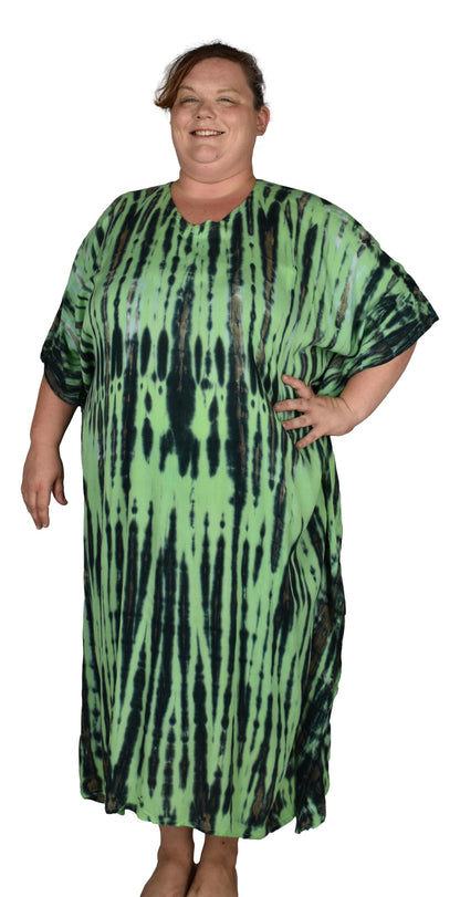Panama Caftan – PANA-914 – Green and Black Tie Dye Lightweight Resort Caftan
