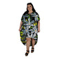 Panama Caftan – PANA2-260– Black, Grey and White Tiare Caftan, High/Low Hem