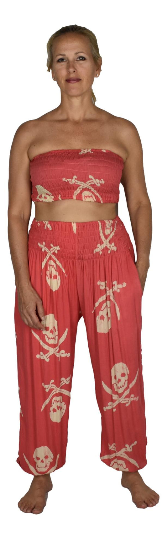 Pant Set - PNT-3042 - Pirate Pink with Bandeau and Scrunchie, OS