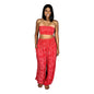 Pant Set - PNT-4011 - Red Hibiscus with Bandeau