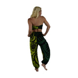 Pant Set - PNT-MON2-4 - Green Monstera with Bandeau and Scrunchie, OS