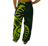 Pant Set - PNT-MON2-4 - Green Monstera with Bandeau and Scrunchie, OS