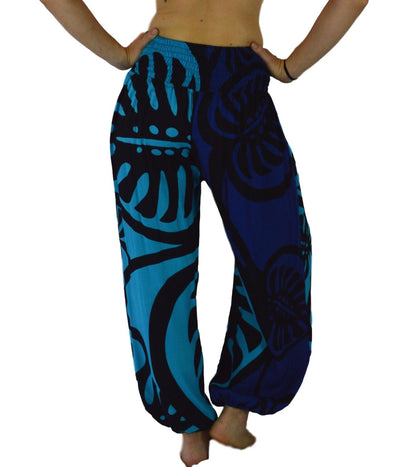 Pant Set - PNT-MON2-6 - Blue Monstera with Bandeau and Scrunchie, OS