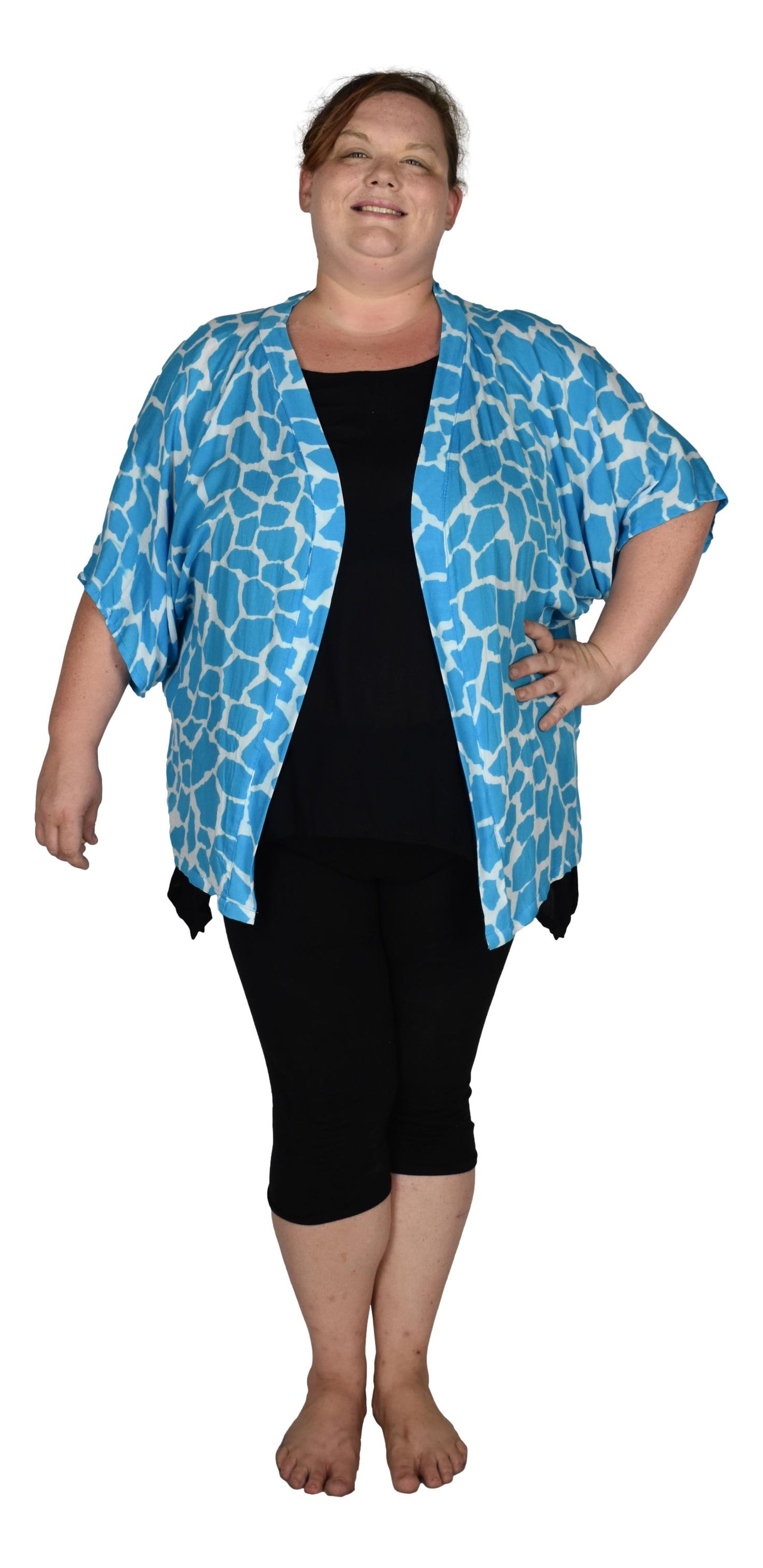 Short Kimono Top RCS-3506 - Animal Print Blue Giraffe Wild One