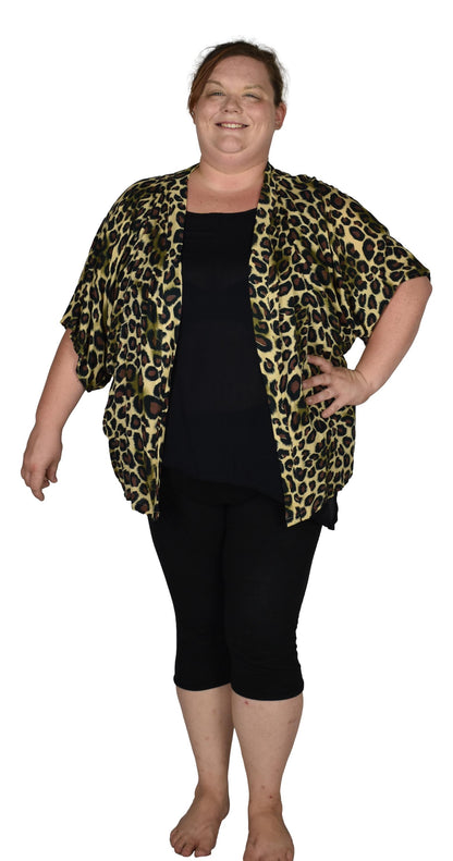 Short Kimono Top RCS-3519 - Animal Print Brown Leopard Wild One