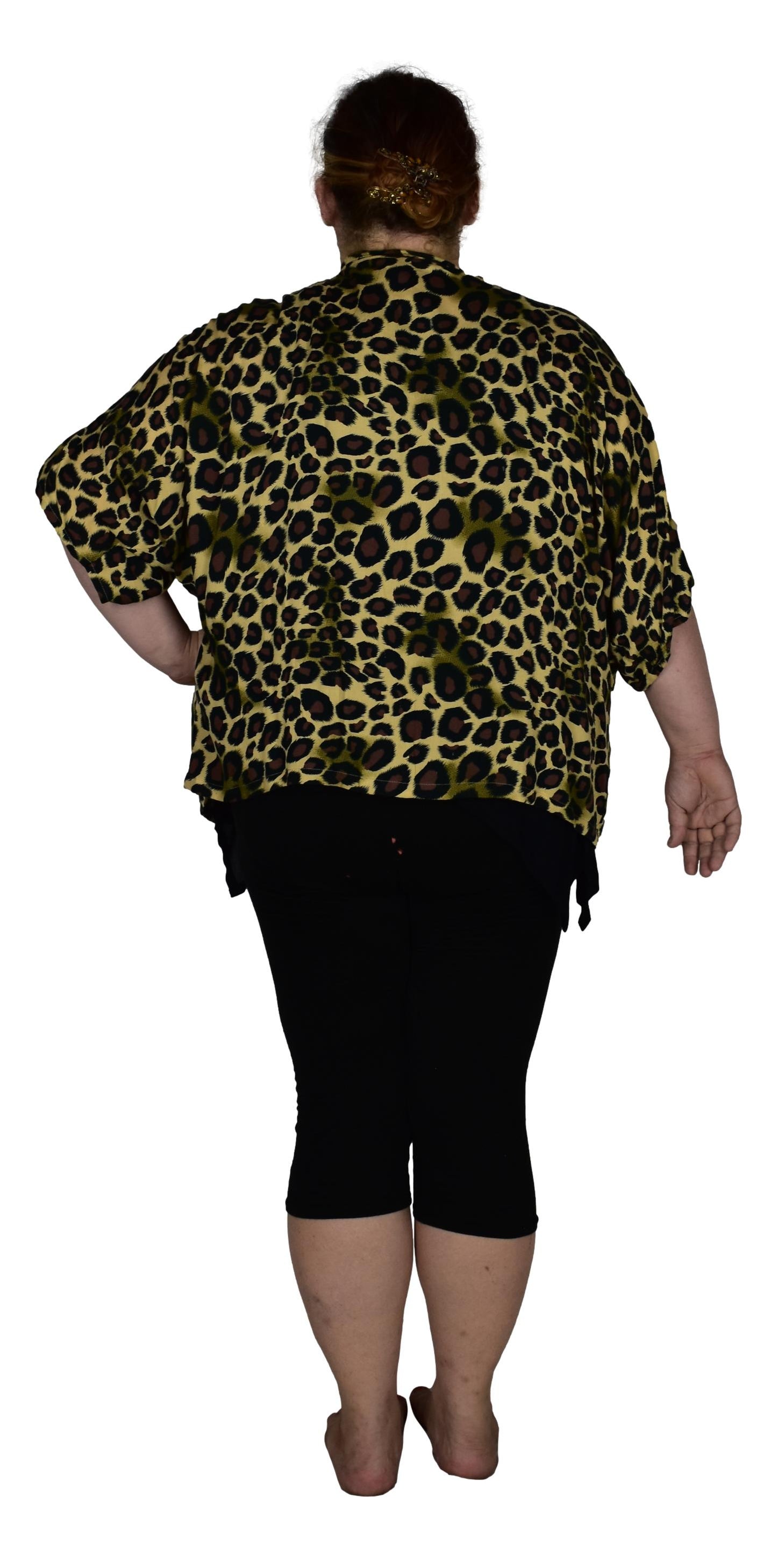 Short Kimono Top RCS-3519 - Animal Print Brown Leopard Wild One