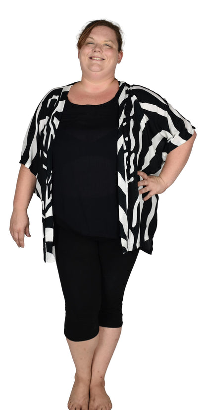 Short Kimono Top RCS-3520 - Animal Print Zebra Wild One