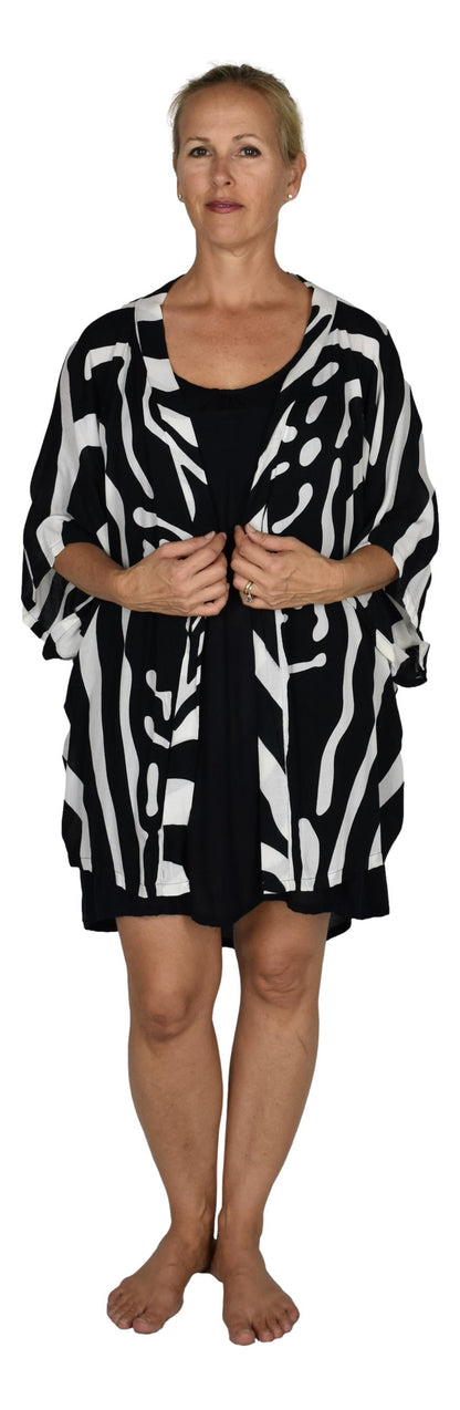 Short Kimono Top RCS-3520 - Animal Print Zebra Wild One