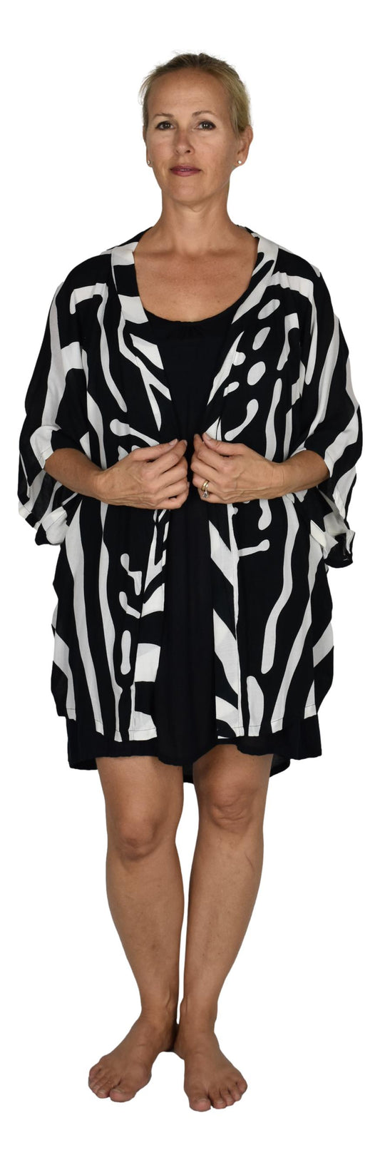 Short Kimono Top RCS-3520 - Animal Print Zebra Wild One
