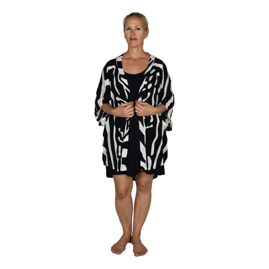 Short Kimono Top RCS-3520 - Animal Print Zebra Wild One
