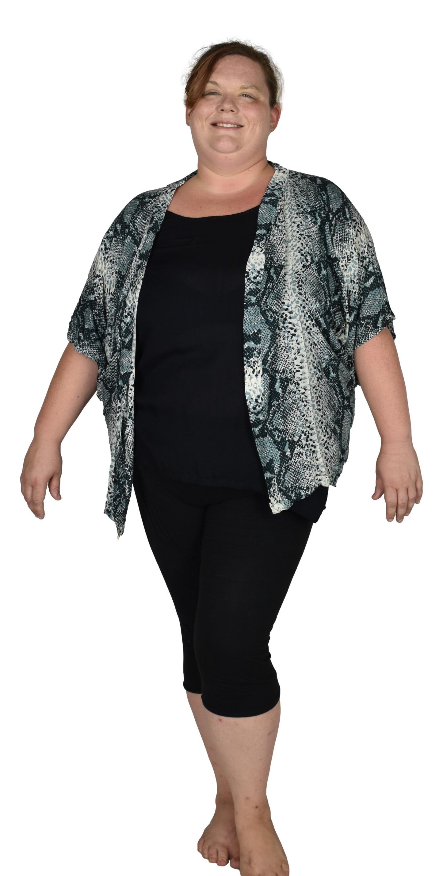 Short Kimono Top RCS-3530 - Animal Print Snake Skin Wild One