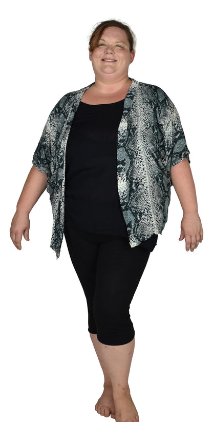 Short Kimono Top RCS-3530 - Animal Print Snake Skin Wild One