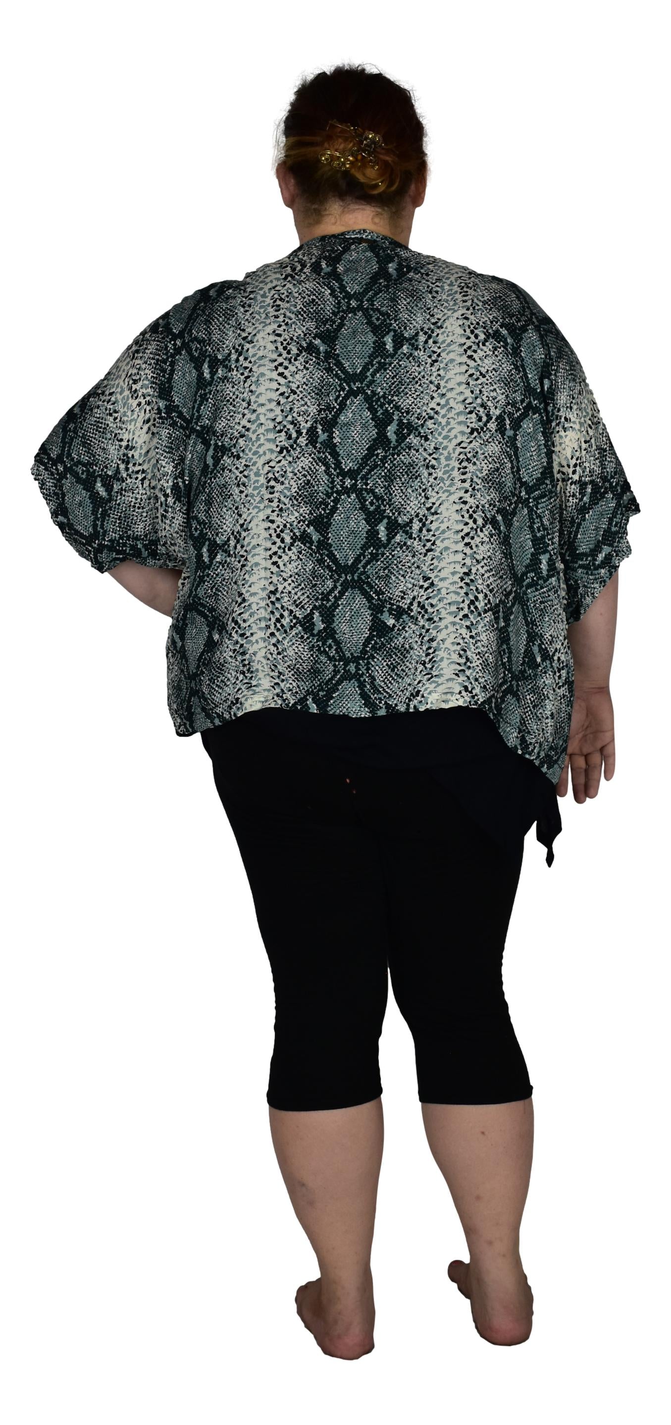 Short Kimono Top RCS-3530 - Animal Print Snake Skin Wild One