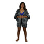 Short Kimono Top - RCS-919 - Black and Taupe Tie Dye