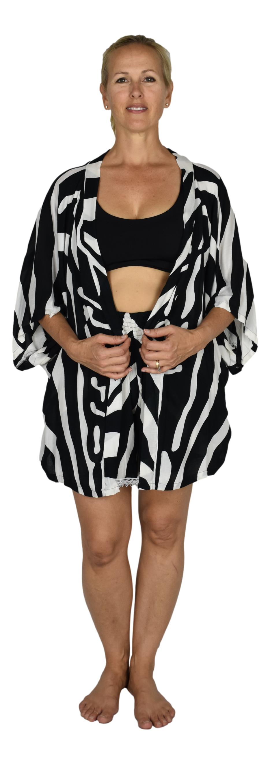 Short Kimono Top RCS-3520 - Animal Print Zebra Wild One