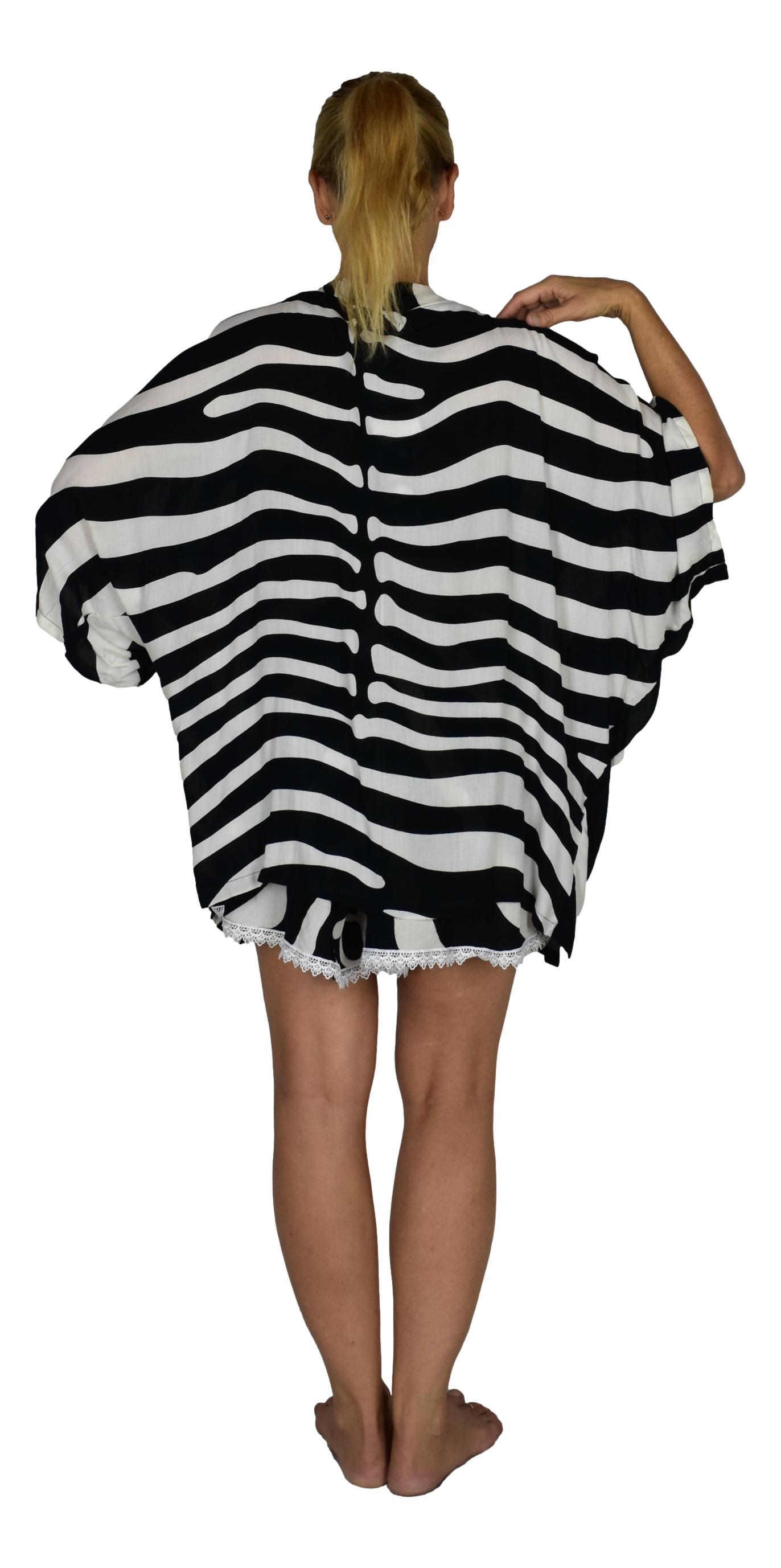 Short Kimono Top RCS-3520 - Animal Print Zebra Wild One