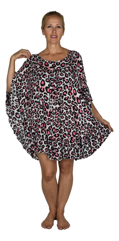 Ruffle Cover Up RCU-3512 - Animal Print Leopard Pink Wild One