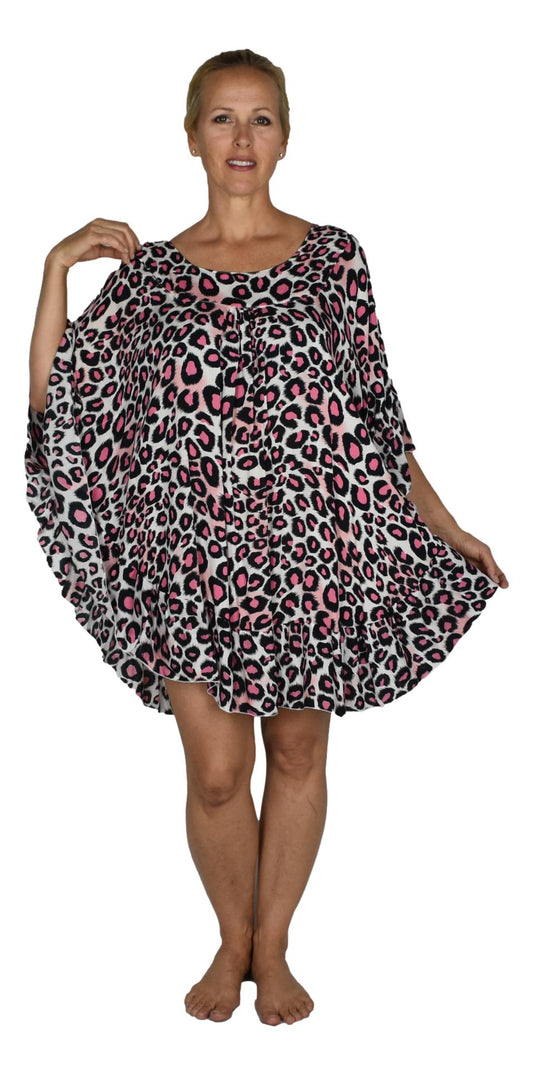 Ruffle Cover Up RCU-3512 - Animal Print Leopard Pink Wild One