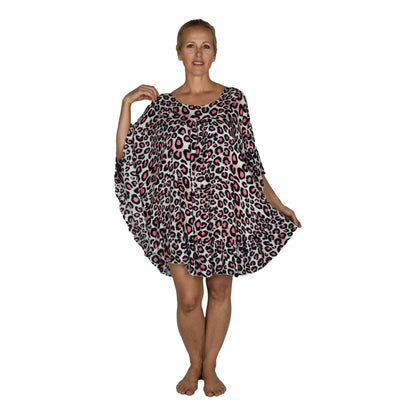 Ruffle Cover Up RCU-3512 - Animal Print Leopard Pink Wild One