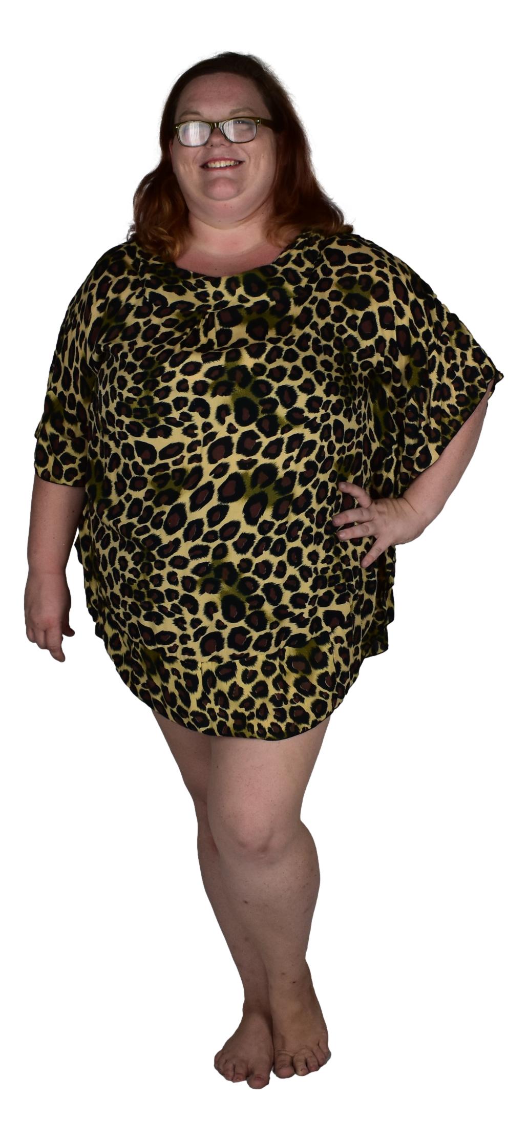 Ruffle Cover Up RCU-3519 - Animal Print Leopard Brown Wild One