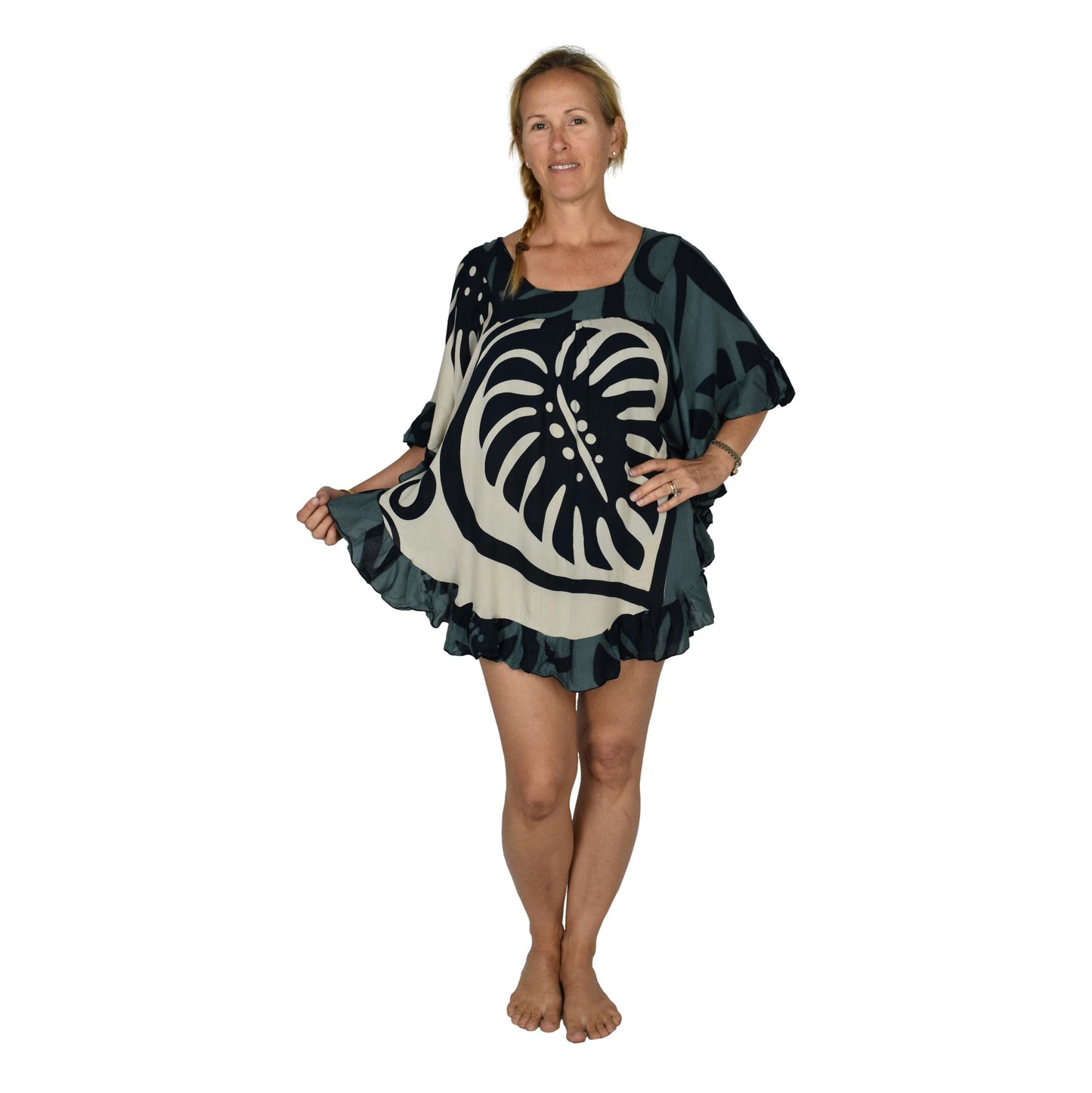 Ruffle Cover Up RCU-MON2-20 - Gray Monstera