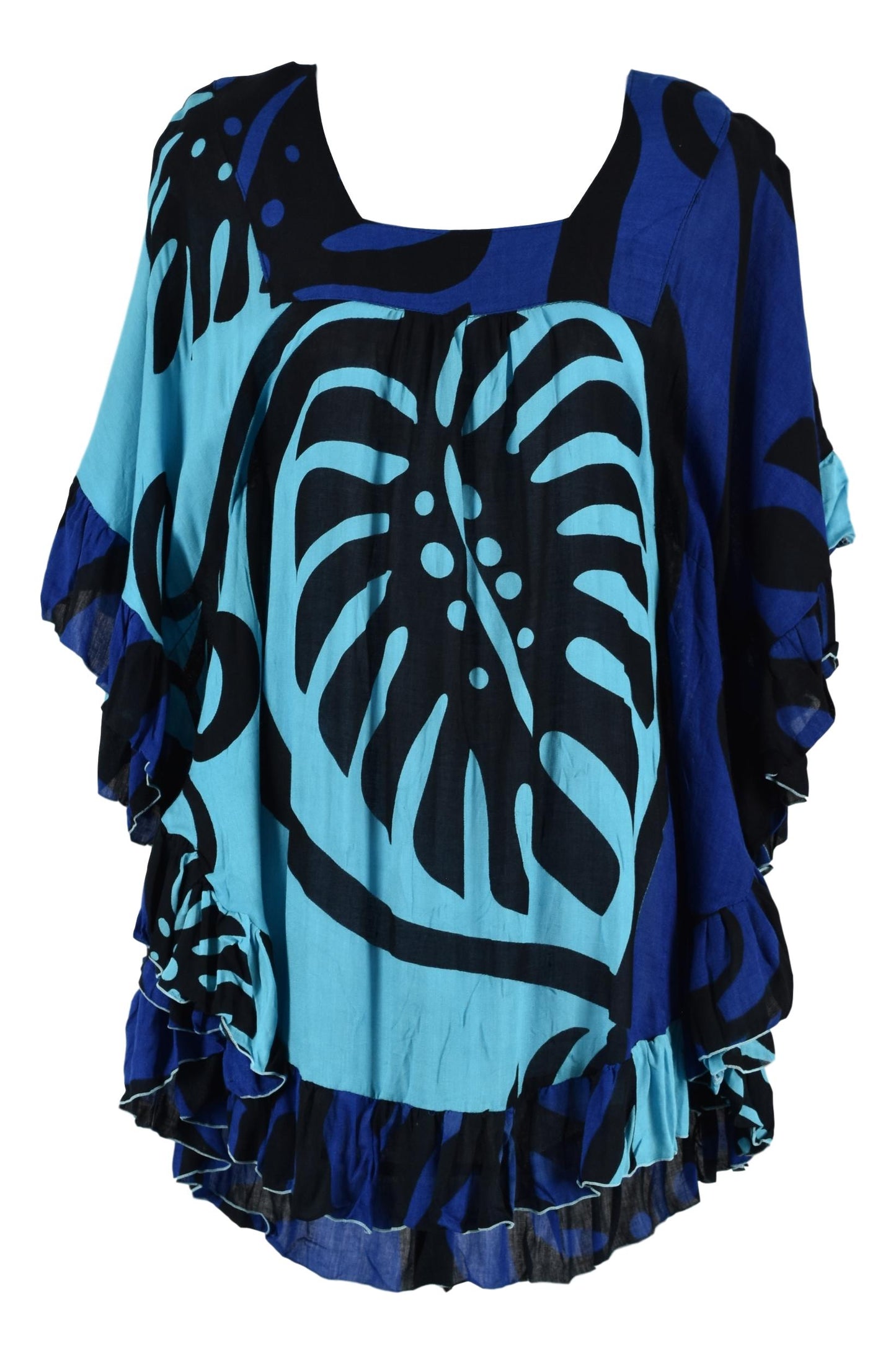 Ruffle Cover Up RCU-MON2-6 - Blue Monstera