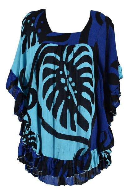 Ruffle Cover Up RCU-MON2-6 - Blue Monstera