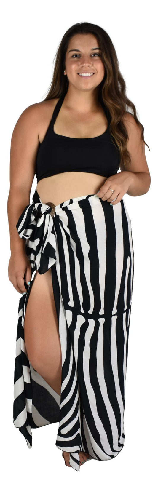 Sarong SAR-3520-F - Animal Print Zebra Black and White