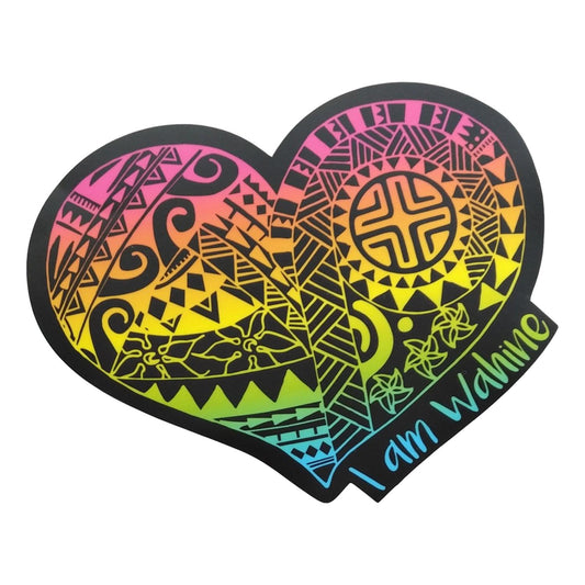 Sticker - SH-IAMRSTA-6 - I am Wahine - Black Rainbow - 6 inch