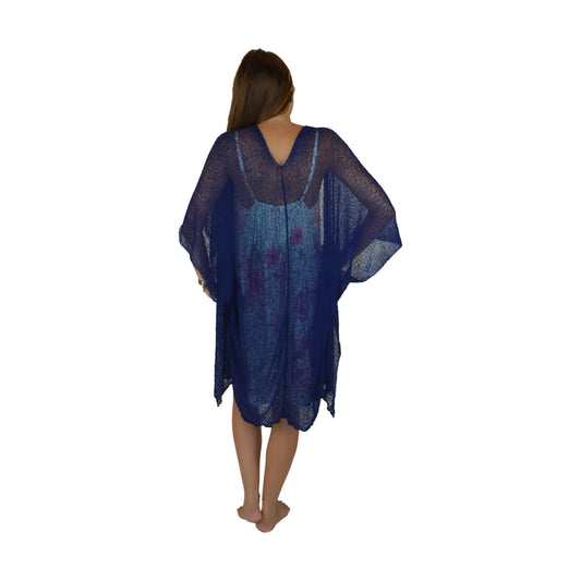 Shawl Sweater - SS-26 - Navy Blue Sheer Lightweight Open Shawl, One Size