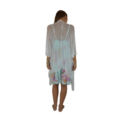 Shawl Sweater - SS-8 - White Sheer Lightweight Open Shawl, One Size