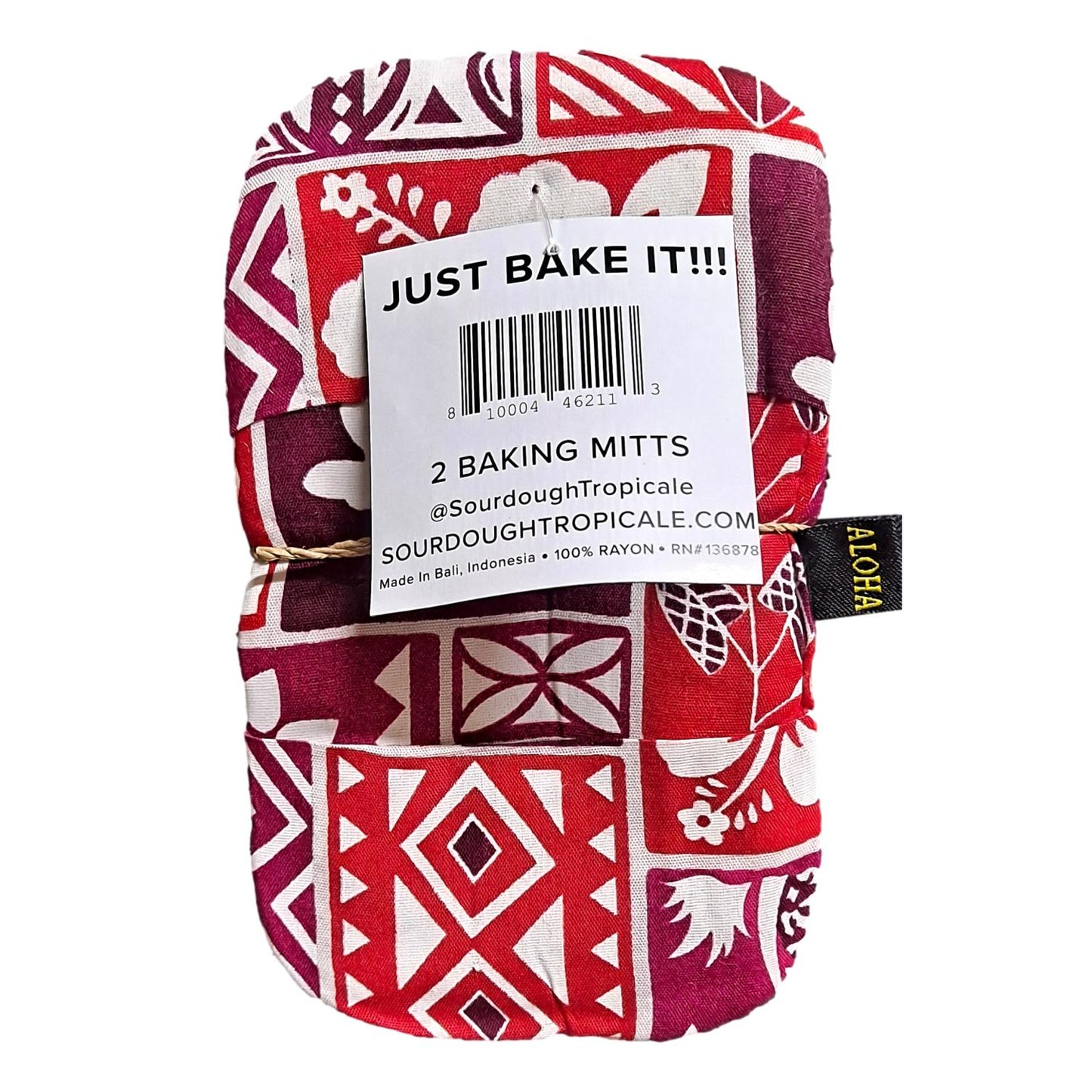 Sourdough Tropicale Baking Mitt – ST-1 – Red Hawaiian Print Mini Oven Mitt