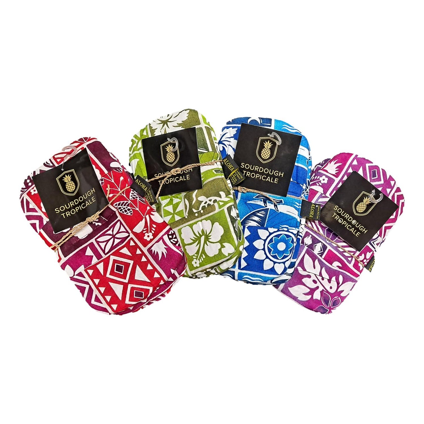 Sourdough Tropicale Baking Mitt – ST-4SET – Red, Green, Blue, Purple Hawaiian Print Mini Oven Mitt (4 Sets 4 Colors)
