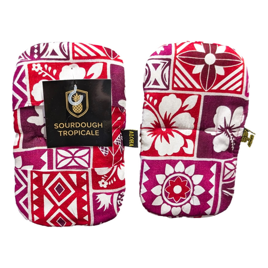 Sourdough Tropicale Baking Mitt – ST-1 – Red Hawaiian Print Mini Oven Mitt