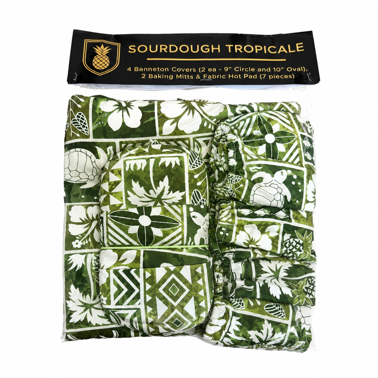 Sourdough Tropicale Kit - ST-PACK-4- 7 Piece Baking Set | Banneton Covers, Mini Mitts & Hot Pad