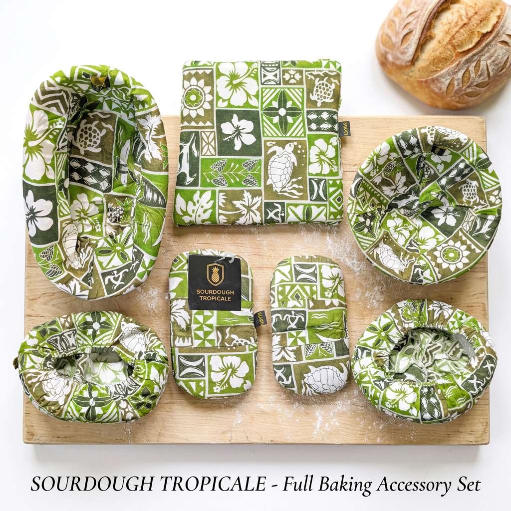 Sourdough Tropicale Kit - ST-PACK-4- 7 Piece Baking Set | Banneton Covers, Mini Mitts & Hot Pad
